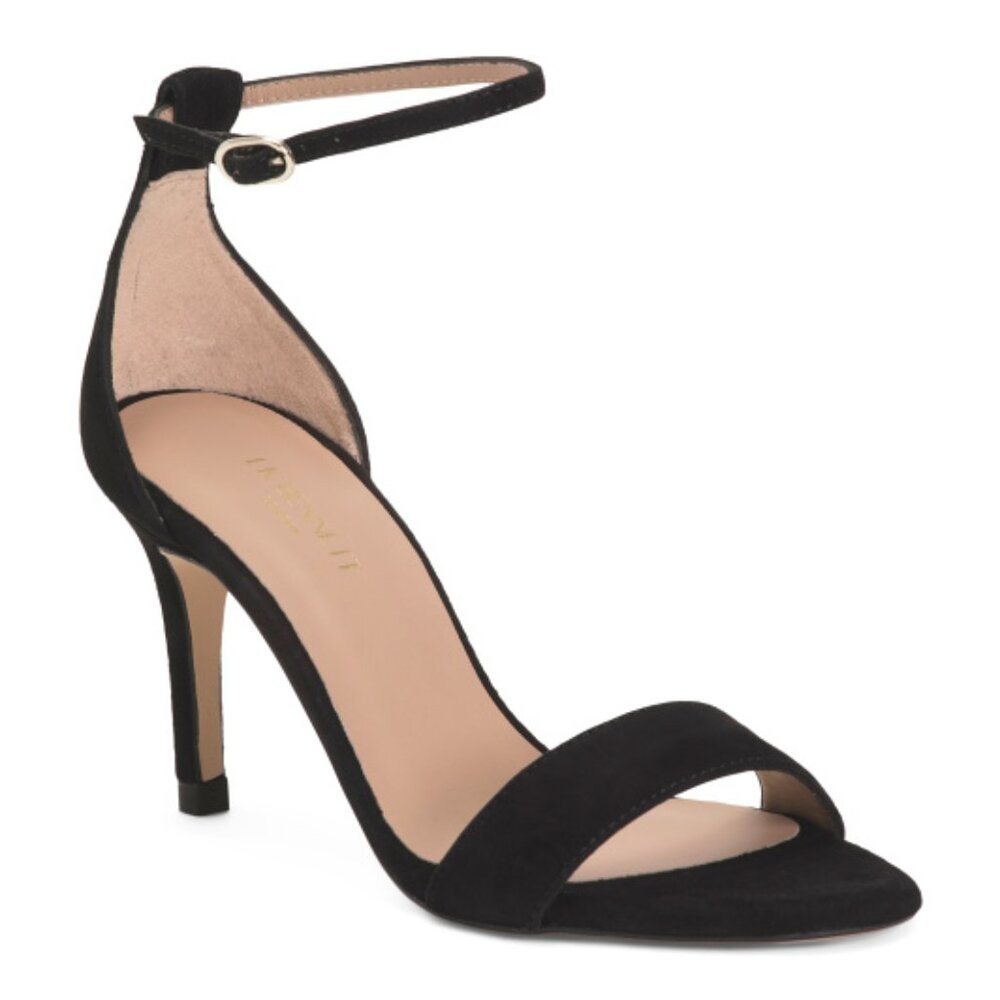 LK BENNETT Made In Spain Suede Helena Bow Ankle Strap Heeled Sandals